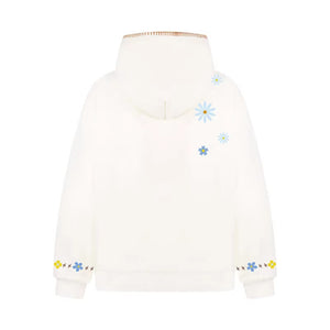 Floral Embroidery Hooded Sweatshirt Unisex Loose Casual Outerwear
