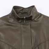 Stand collar faux leather pilot jacket