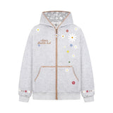 Floral Embroidery Hooded Sweatshirt Unisex Loose Casual Outerwear