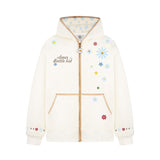 Floral Embroidery Hooded Sweatshirt Unisex Loose Casual Outerwear