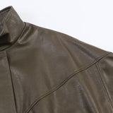 Stand collar faux leather pilot jacket
